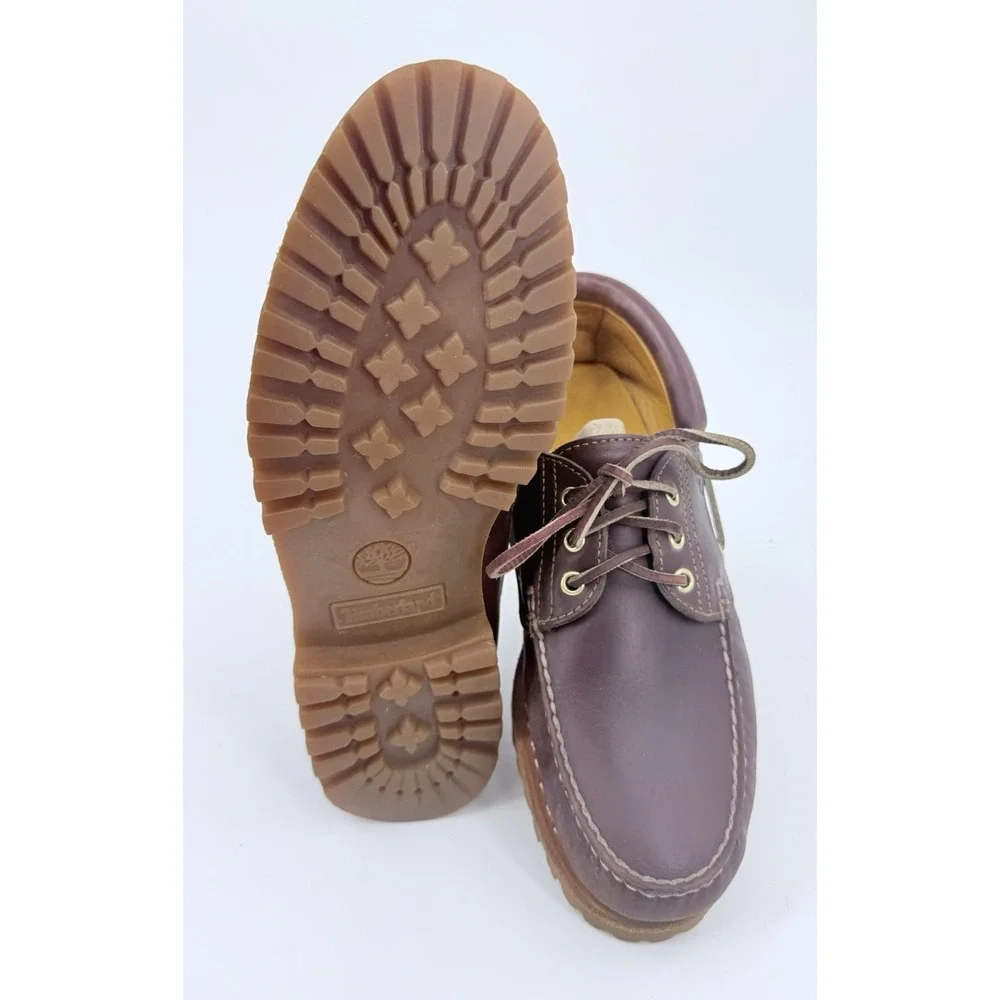 Timberland Heritage 3-Eye Classic Boat Shoes Mens Size 9.5  Burgundy Leather Vtg